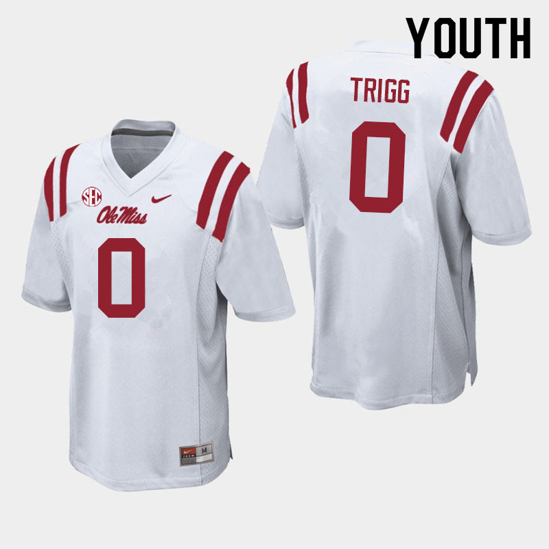 Michael Trigg Ole Miss Rebels NCAA Youth White #0 Stitched Limited College Football Jersey ZVB2558FP